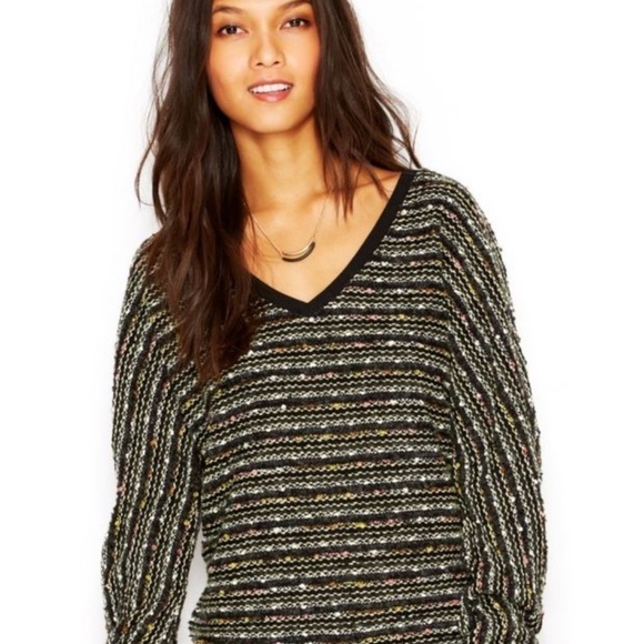 COPY - Sanctuary Black Metallic V Neck Sweater XS - Picture 1 of 8